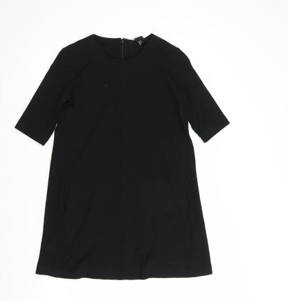 H&M Womens Black  Viscose Shift  Size XS  Round Neck Zip