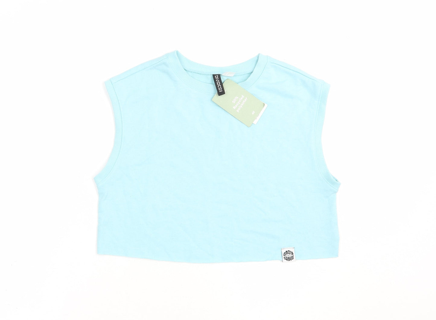 Womens UK Size XS H&M Blue Cropped Blouse