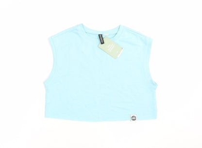 Womens UK Size XS H&M Blue Cropped Blouse