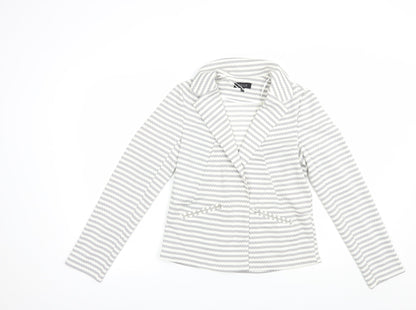 Soon Womens Grey Striped  Jacket Blazer Size 12
