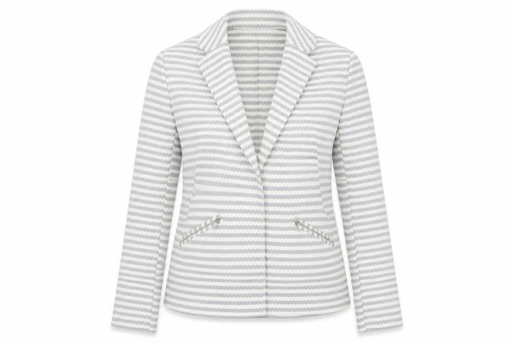 Soon Womens Grey Striped  Jacket Blazer Size 12