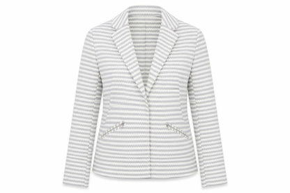 Soon Womens Grey Striped  Jacket Blazer Size 12