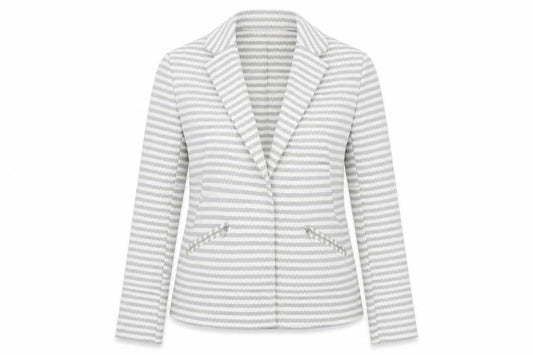Soon Womens Grey Striped  Jacket Blazer Size 12