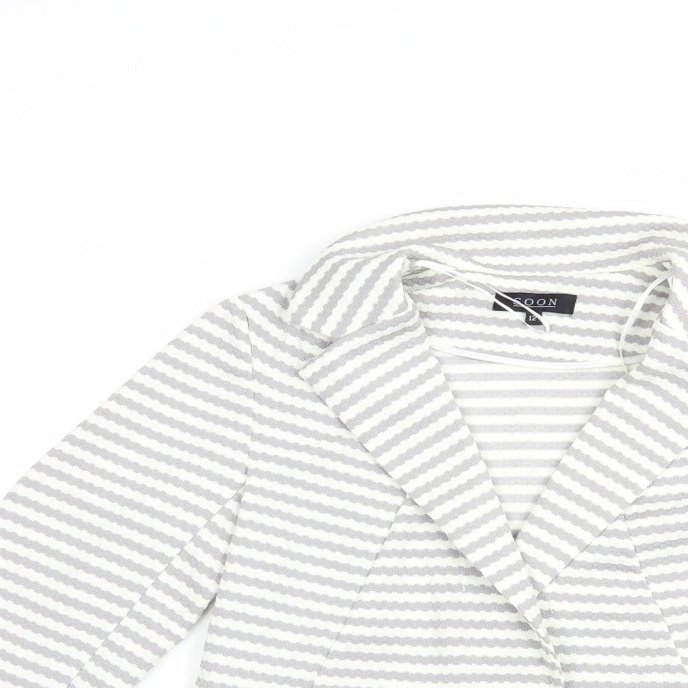 Soon Womens Grey Striped  Jacket Blazer Size 12