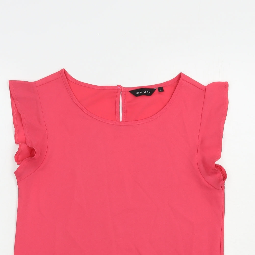 Womens UK Size 8 New Look Pink Basic Blouse