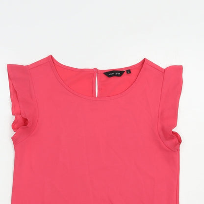 Womens UK Size 8 New Look Pink Basic Blouse