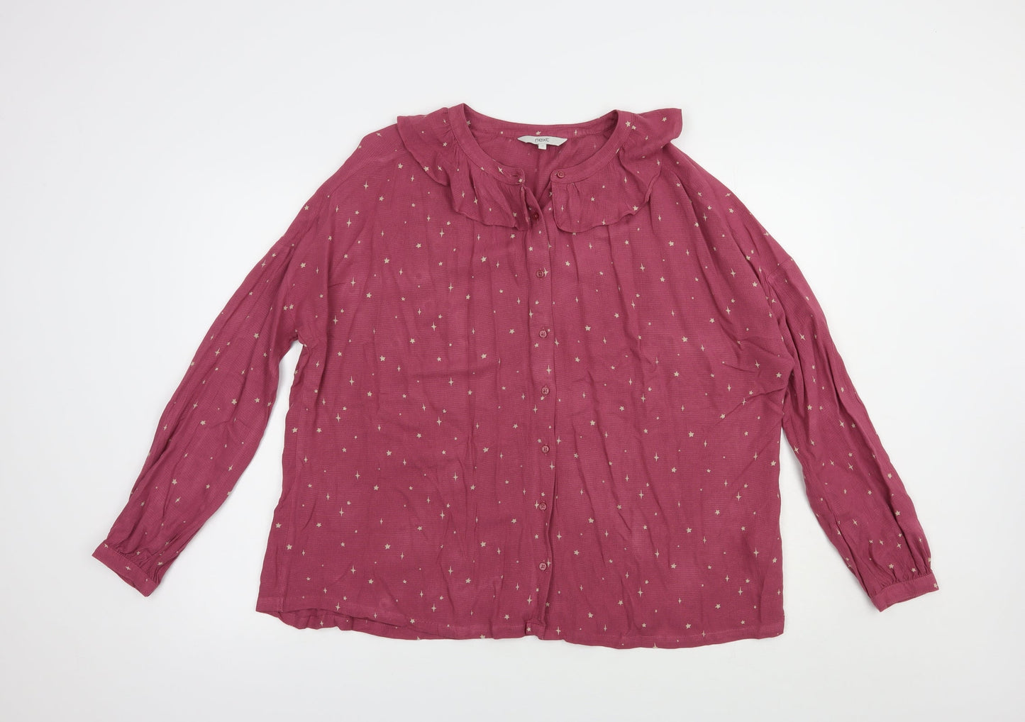 Womens UK Size 14 NEXT Pink Basic Button-Up