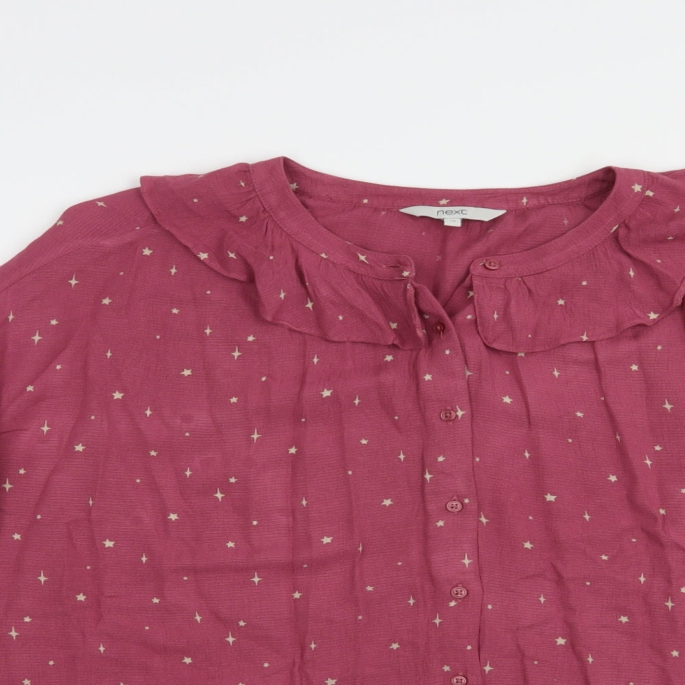 Womens UK Size 14 NEXT Pink Basic Button-Up