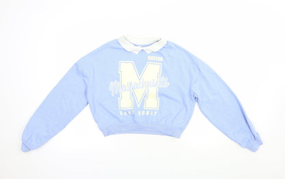 H&M Girls Blue  Cotton Pullover Sweatshirt Size 13-14 Years  Pullover