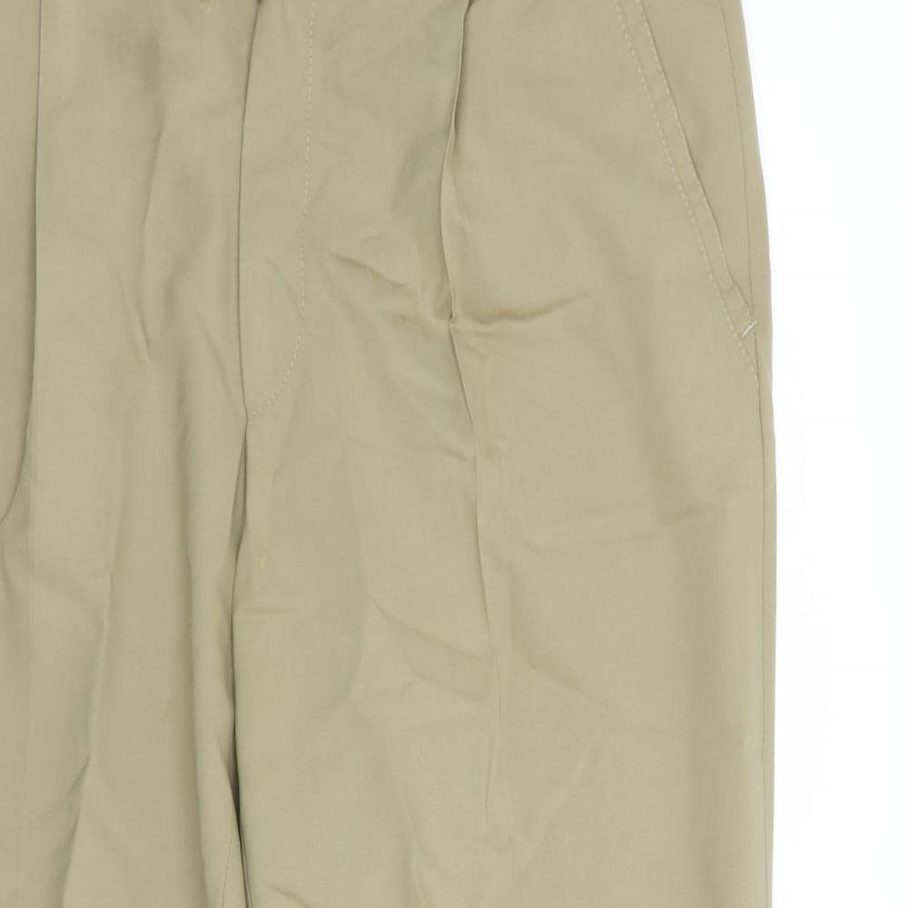 Meyer Mens Beige  Polyester Dress Pants Trousers Size 34 in L31 in Regular Button