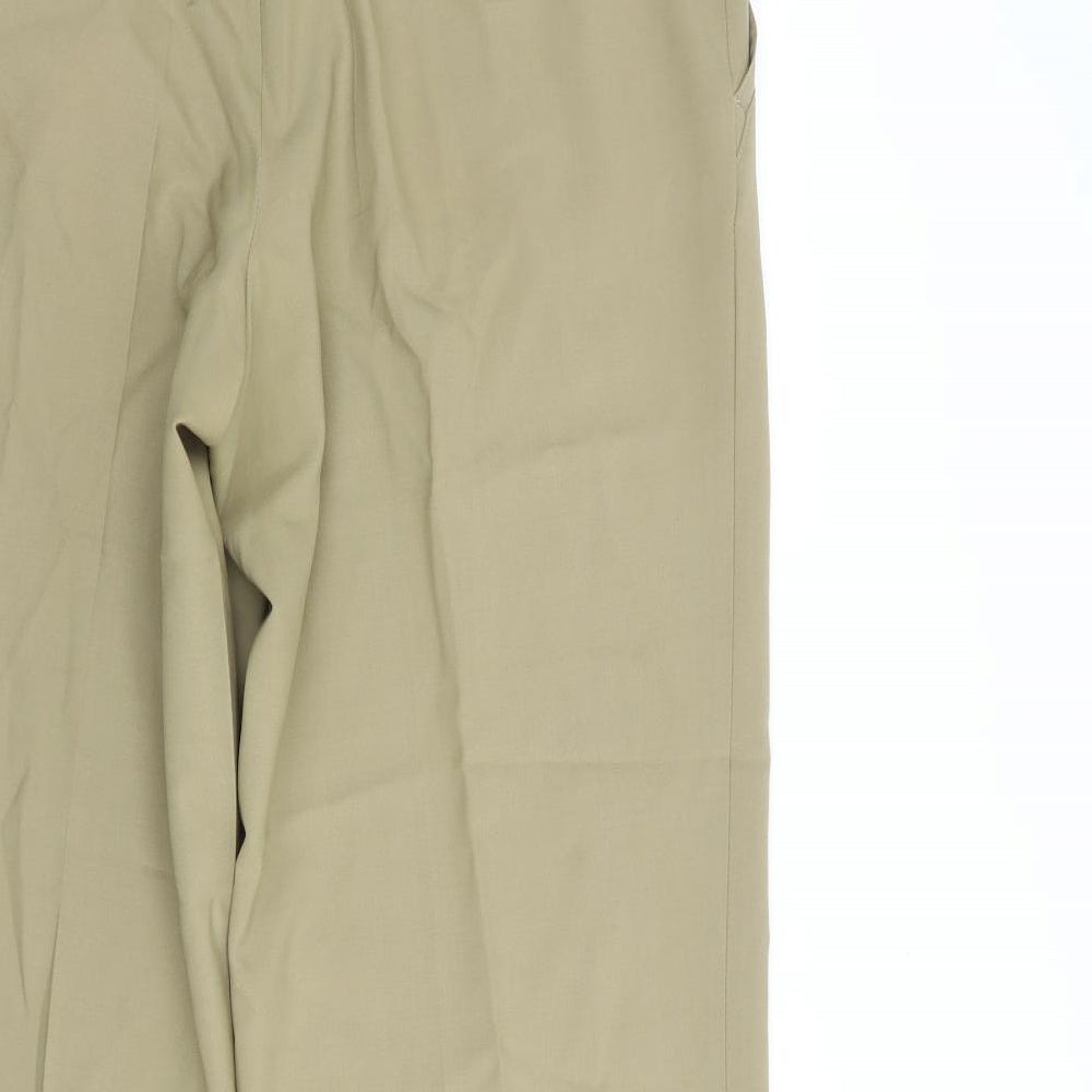 Meyer Mens Beige  Polyester Dress Pants Trousers Size 34 in L31 in Regular Button