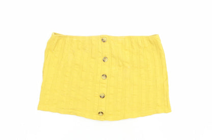 Womens UK Size 14 New Look Yellow Cropped Tank