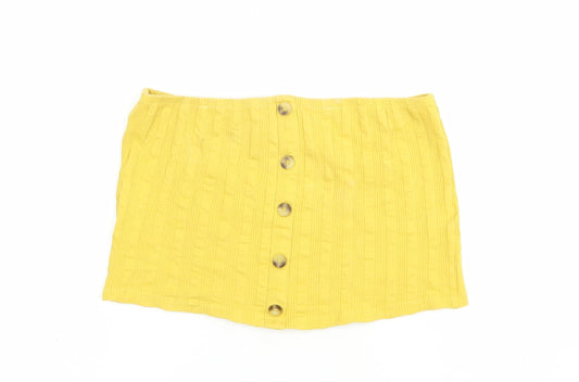 Womens UK Size 14 New Look Yellow Cropped Tank