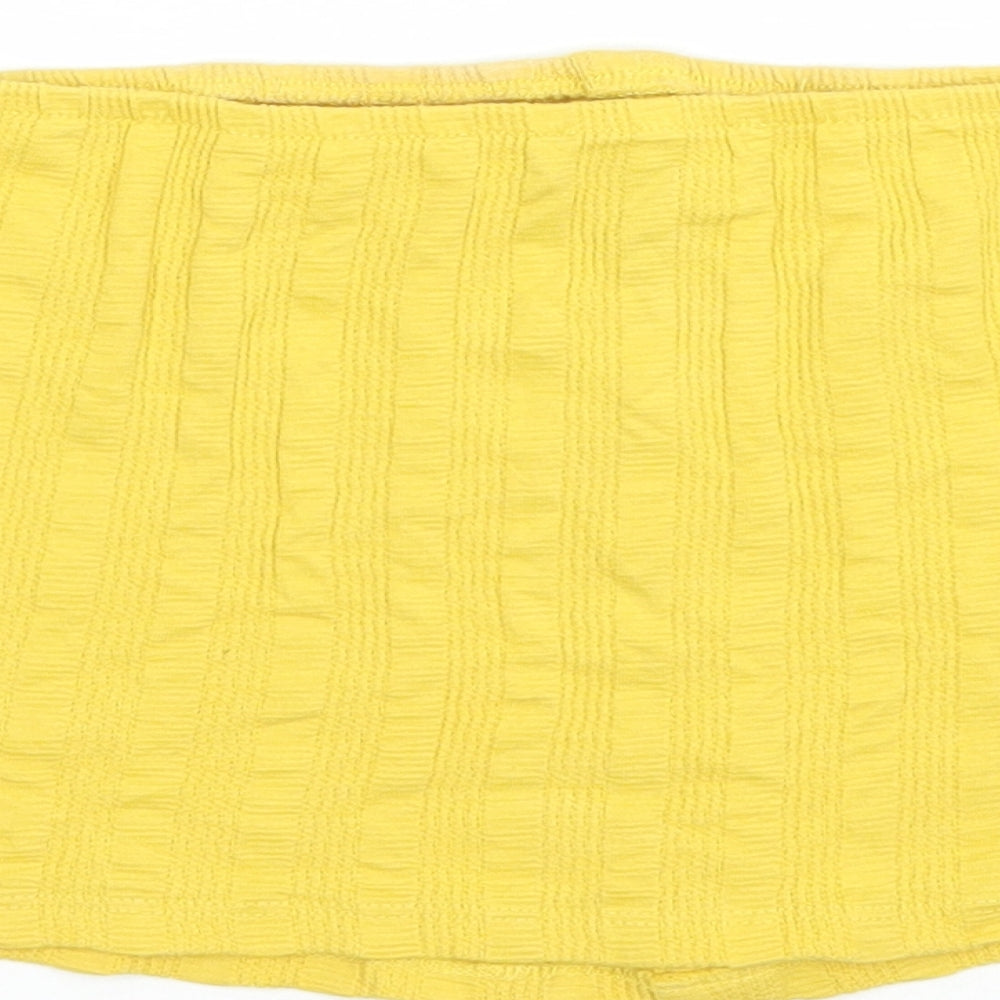 Womens UK Size 14 New Look Yellow Cropped Tank