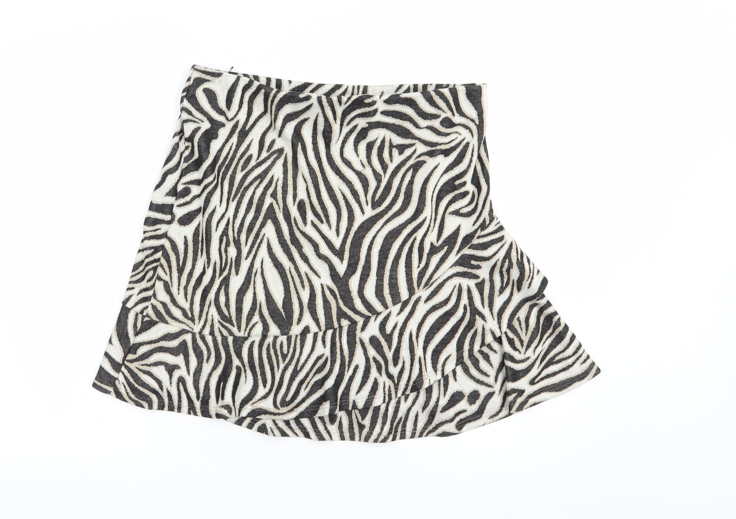 Miss Selfridge Womens Beige Animal Print Polyester Skater Skirt Size 14