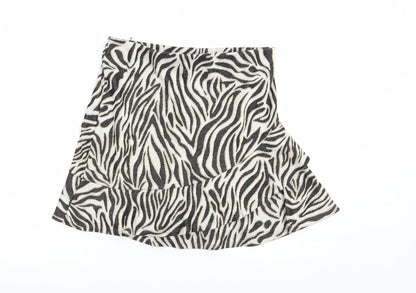 Miss Selfridge Womens Beige Animal Print Polyester Skater Skirt Size 14