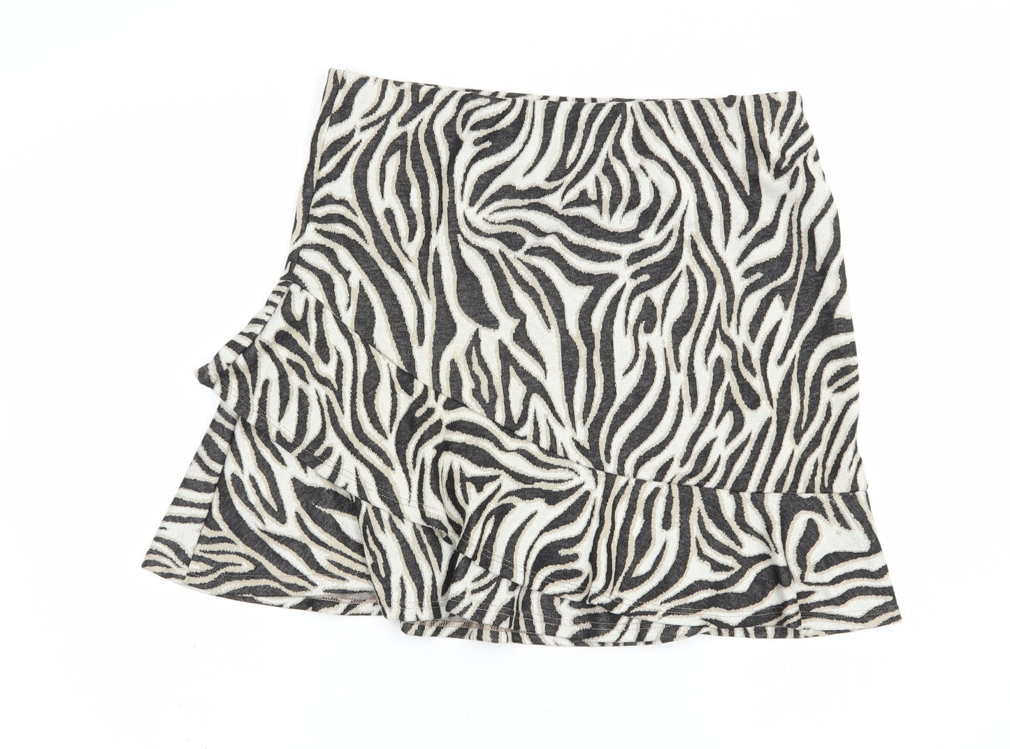 Miss Selfridge Womens Beige Animal Print Polyester Skater Skirt Size 14