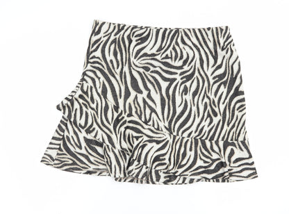 Miss Selfridge Womens Beige Animal Print Polyester Skater Skirt Size 14