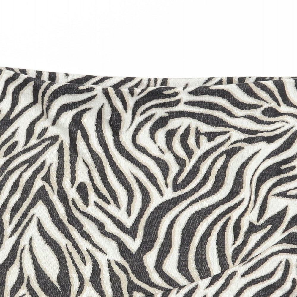 Miss Selfridge Womens Beige Animal Print Polyester Skater Skirt Size 14