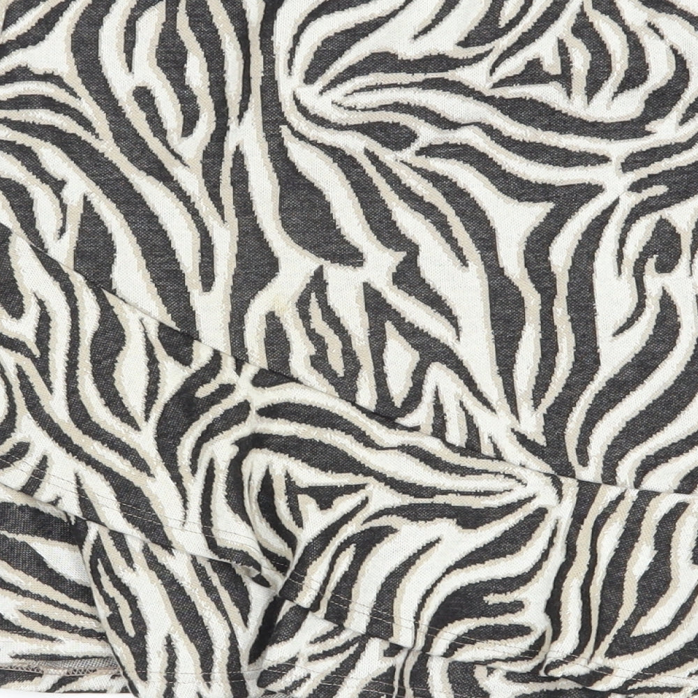 Miss Selfridge Womens Beige Animal Print Polyester Skater Skirt Size 14