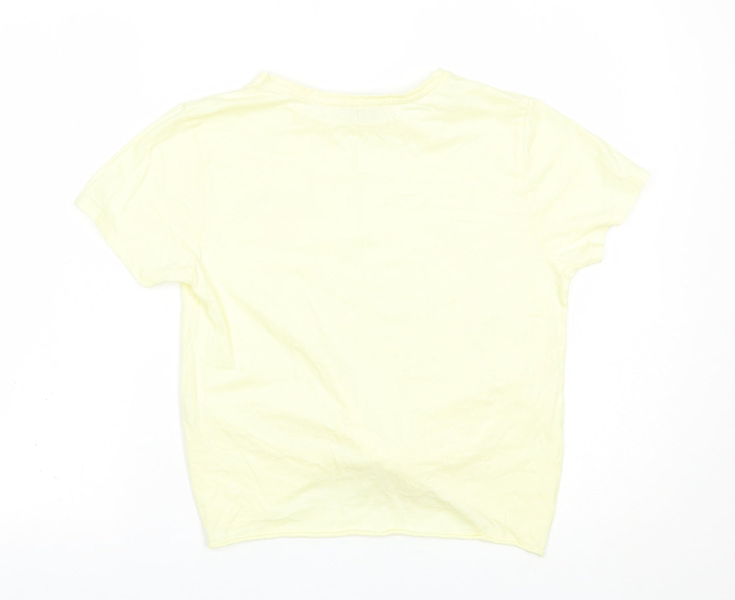 Primark Womens Yellow  Cotton Basic T-Shirt Size 10 Crew Neck - Good Things