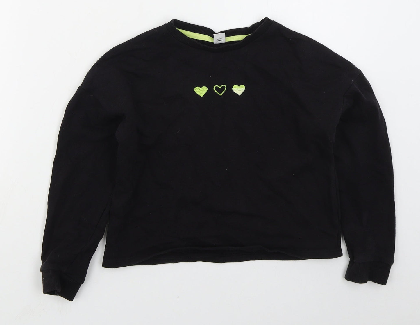 TU Girls Black  Cotton Pullover Sweatshirt Size 9 Years  Pullover - Hearts