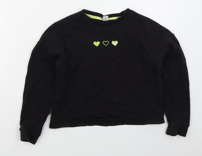 TU Girls Black  Cotton Pullover Sweatshirt Size 9 Years  Pullover - Hearts