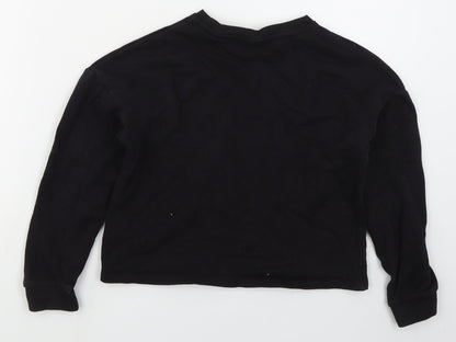 TU Girls Black  Cotton Pullover Sweatshirt Size 9 Years  Pullover - Hearts