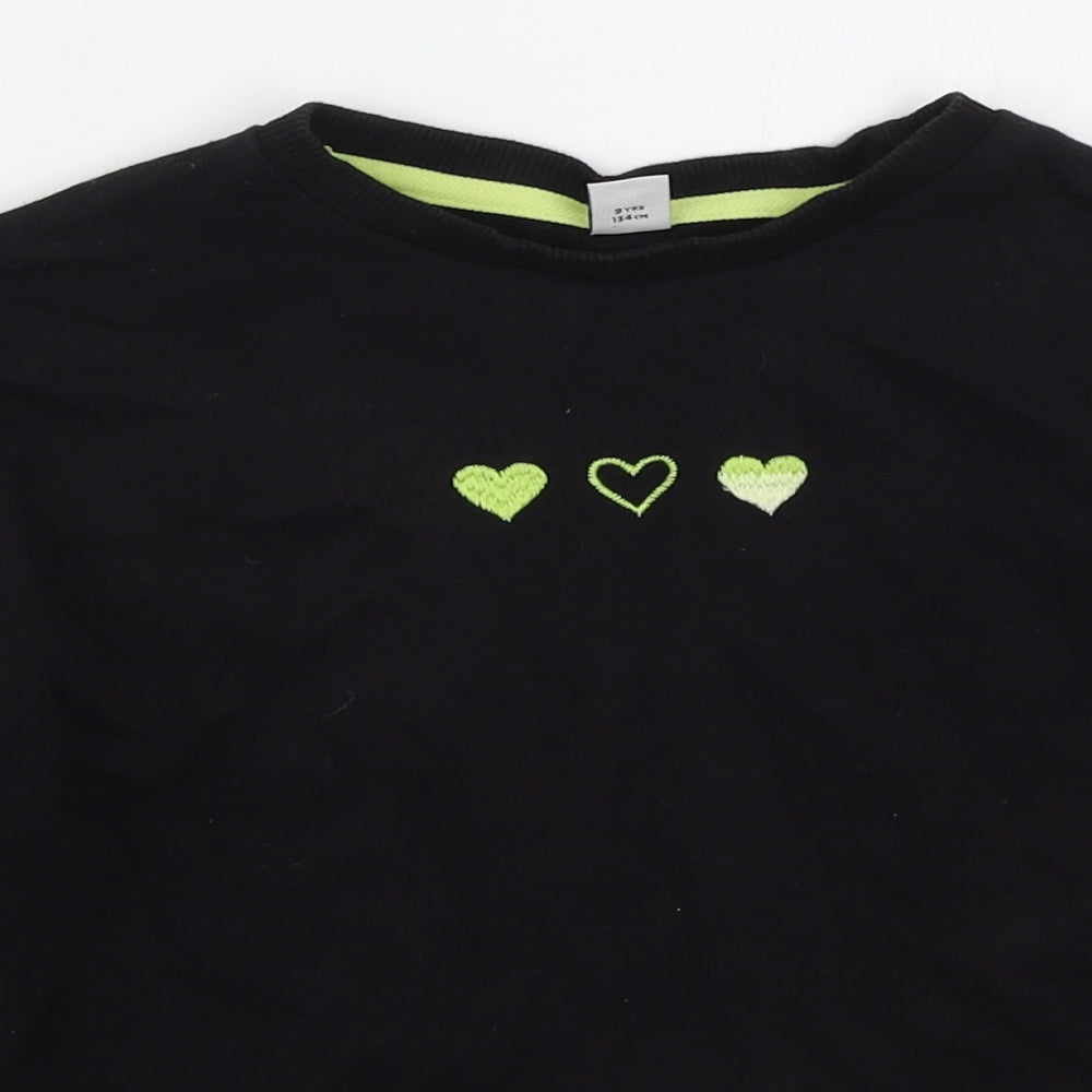 TU Girls Black  Cotton Pullover Sweatshirt Size 9 Years  Pullover - Hearts