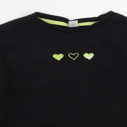 TU Girls Black  Cotton Pullover Sweatshirt Size 9 Years  Pullover - Hearts