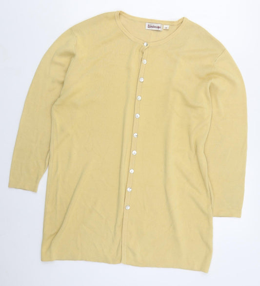 Kaleidoscope Womens Beige Crew Neck  Viscose Cardigan Jumper Size 14