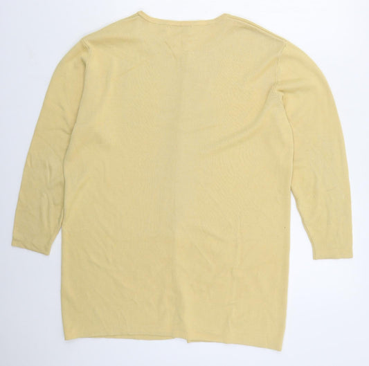 Kaleidoscope Womens Beige Crew Neck  Viscose Cardigan Jumper Size 14