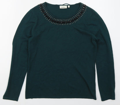C&A Womens Green Round Neck  Polyester Pullover Jumper Size S