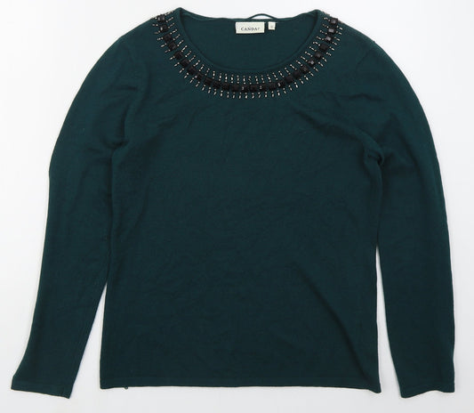 C&A Womens Green Round Neck  Polyester Pullover Jumper Size S