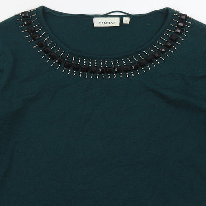 C&A Womens Green Round Neck  Polyester Pullover Jumper Size S