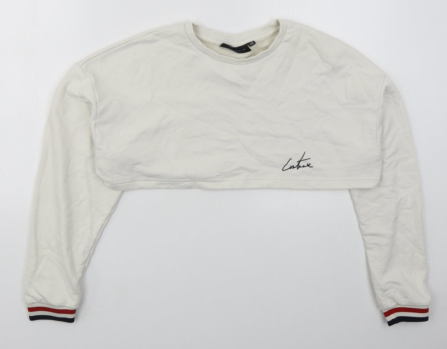 The Couture Club Womens White  Cotton Pullover Sweatshirt Size XS  Pullover