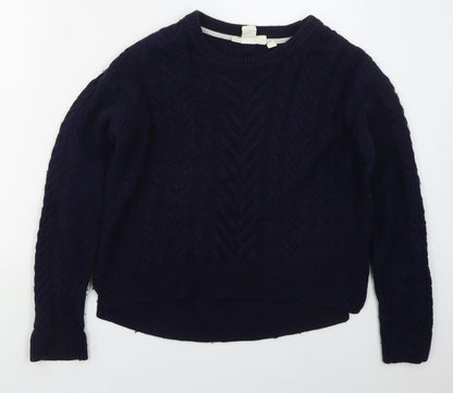 H&M Womens Blue Crew Neck  Cotton Pullover Jumper Size S