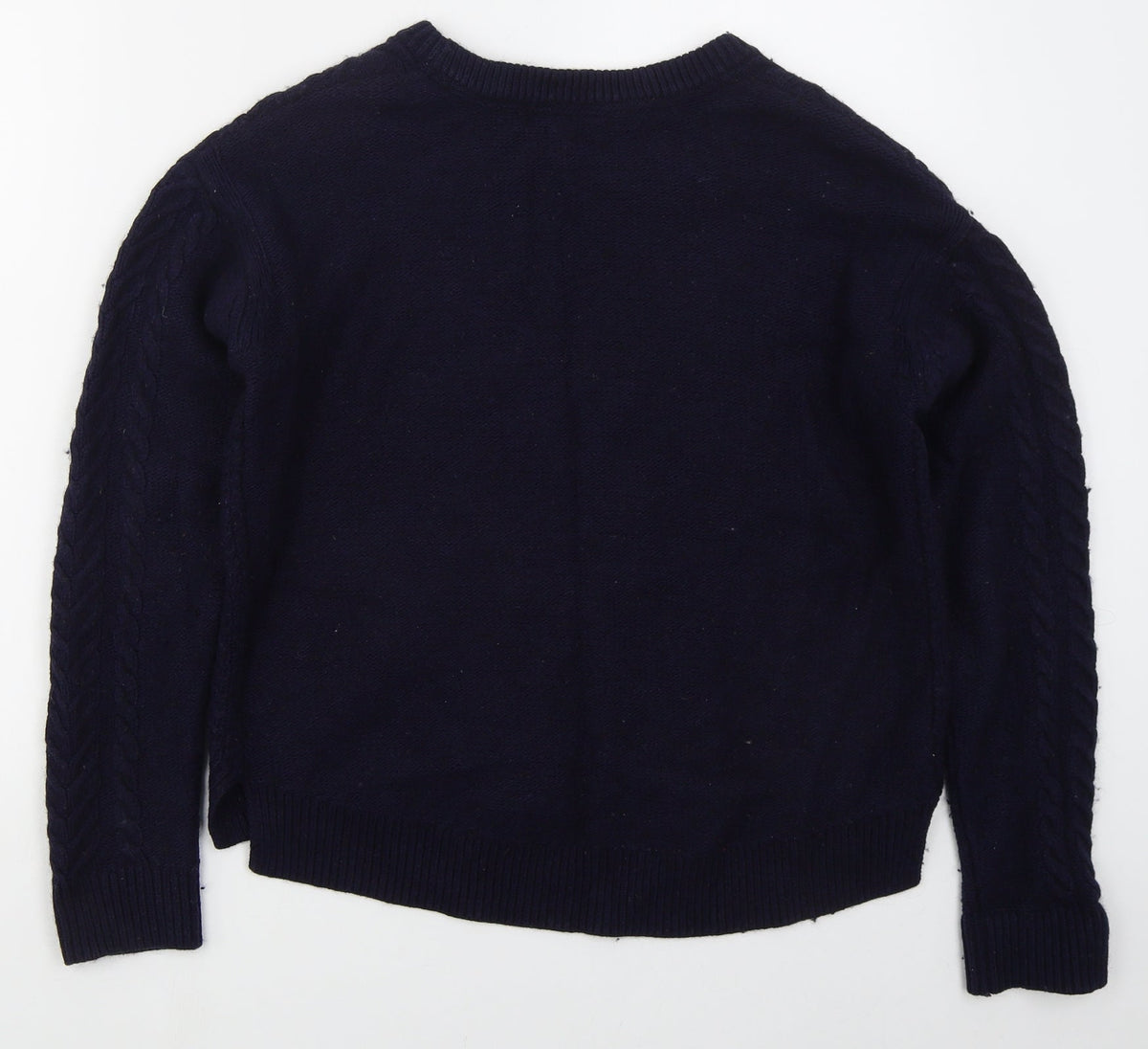 H&M Womens Blue Crew Neck  Cotton Pullover Jumper Size S