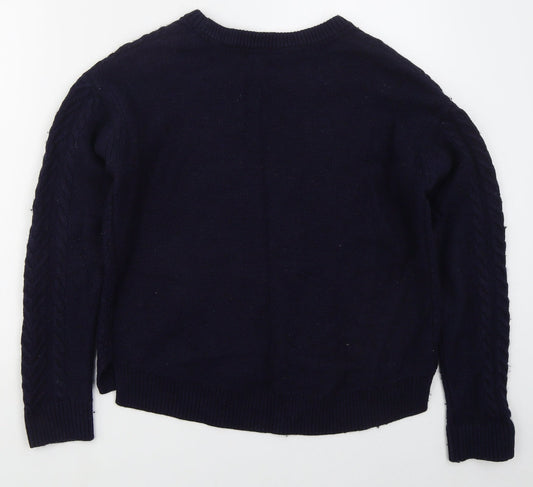 H&M Womens Blue Crew Neck  Cotton Pullover Jumper Size S