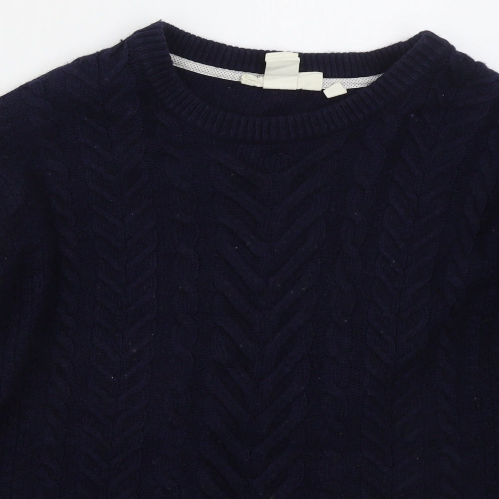 H&M Womens Blue Crew Neck  Cotton Pullover Jumper Size S