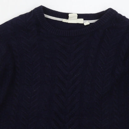 H&M Womens Blue Crew Neck  Cotton Pullover Jumper Size S