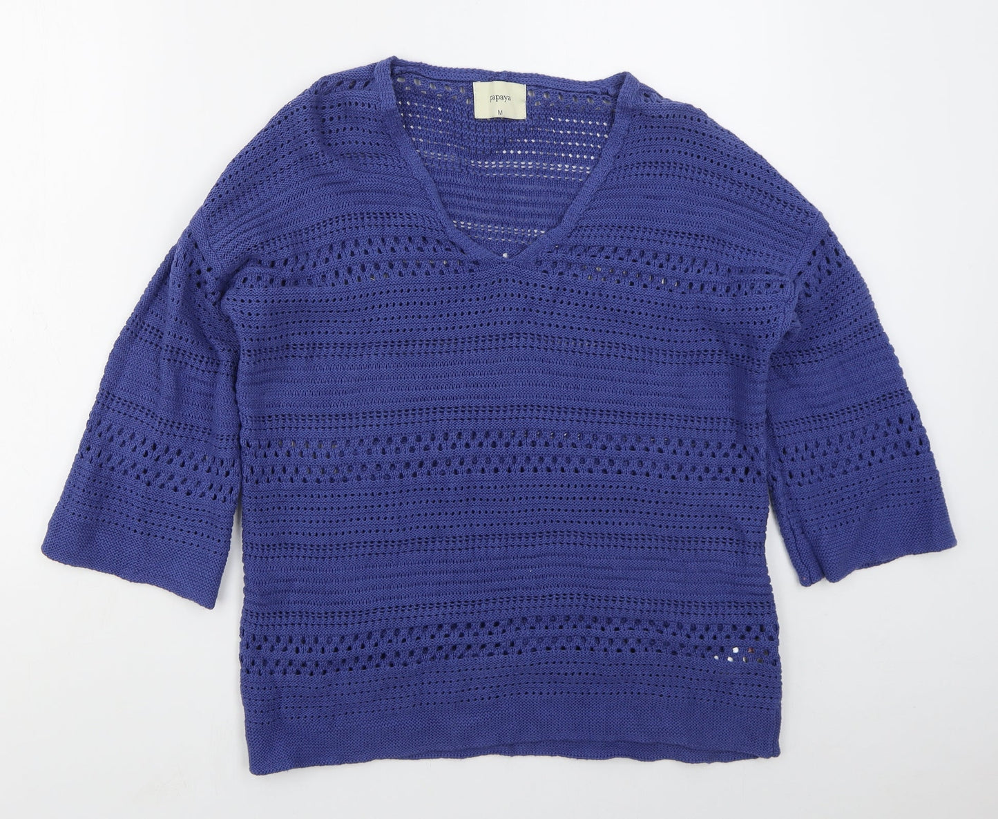 Womens UK Size M Papaya Blue Pullover Jumper