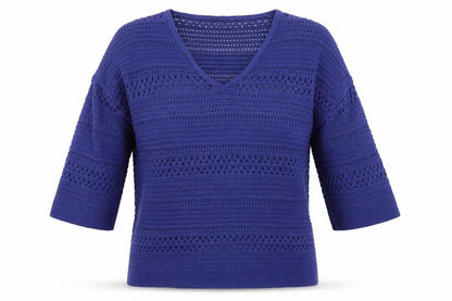 Womens UK Size M Papaya Blue Pullover Jumper
