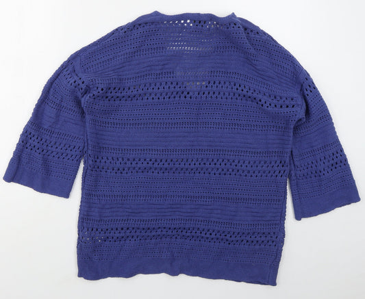Womens UK Size M Papaya Blue Pullover Jumper
