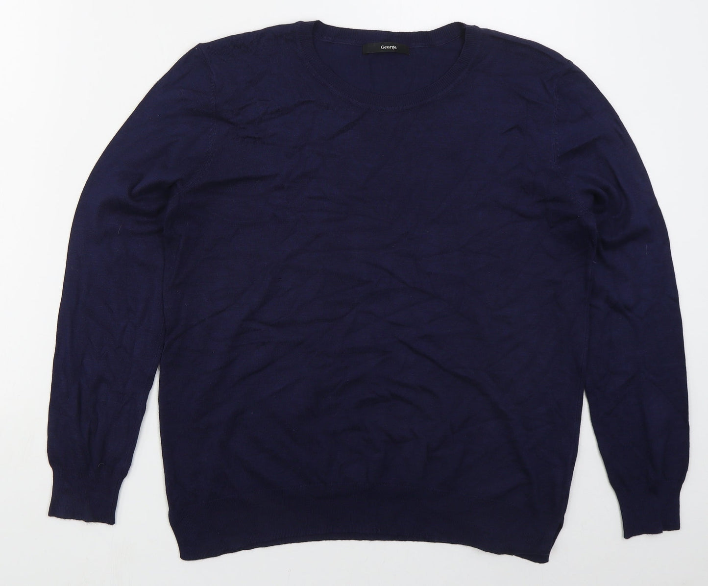 George Womens Blue Crew Neck  Viscose Pullover Jumper Size 14