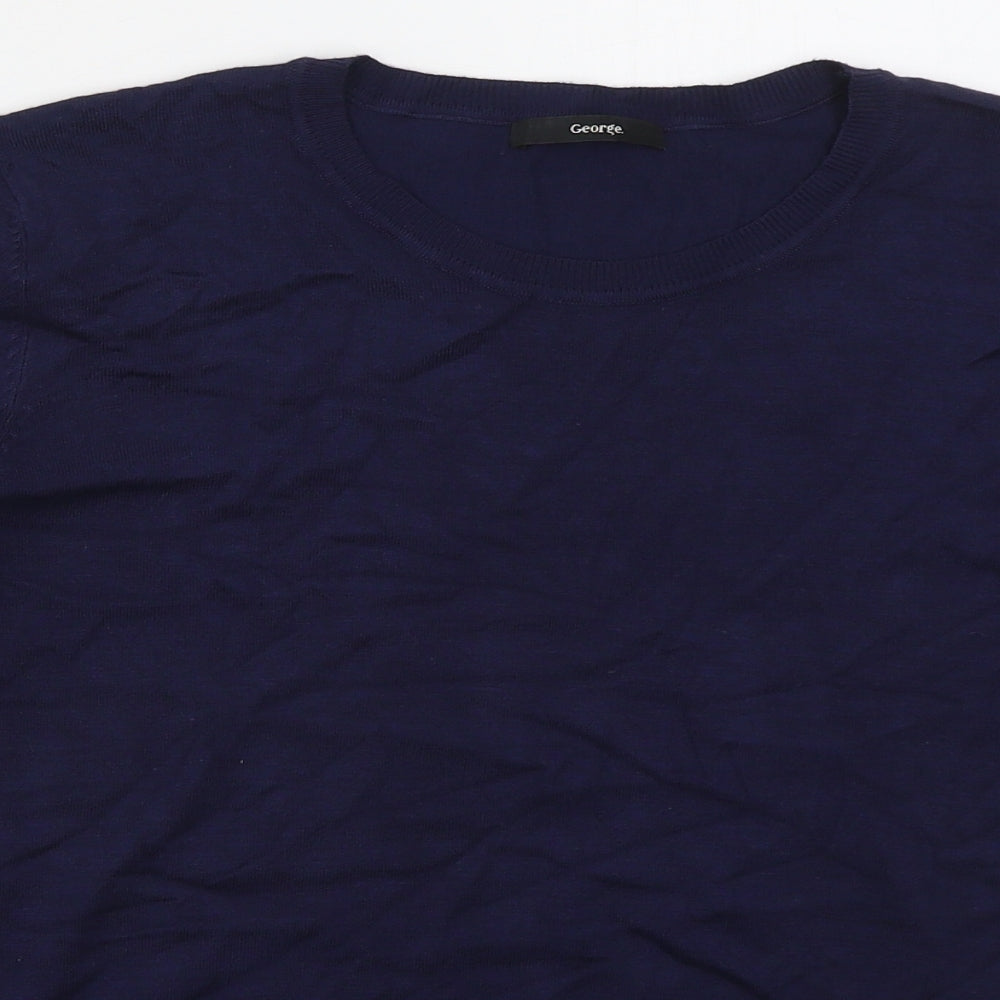 George Womens Blue Crew Neck  Viscose Pullover Jumper Size 14