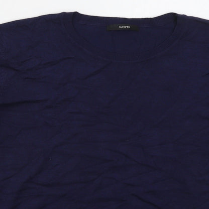 George Womens Blue Crew Neck  Viscose Pullover Jumper Size 14
