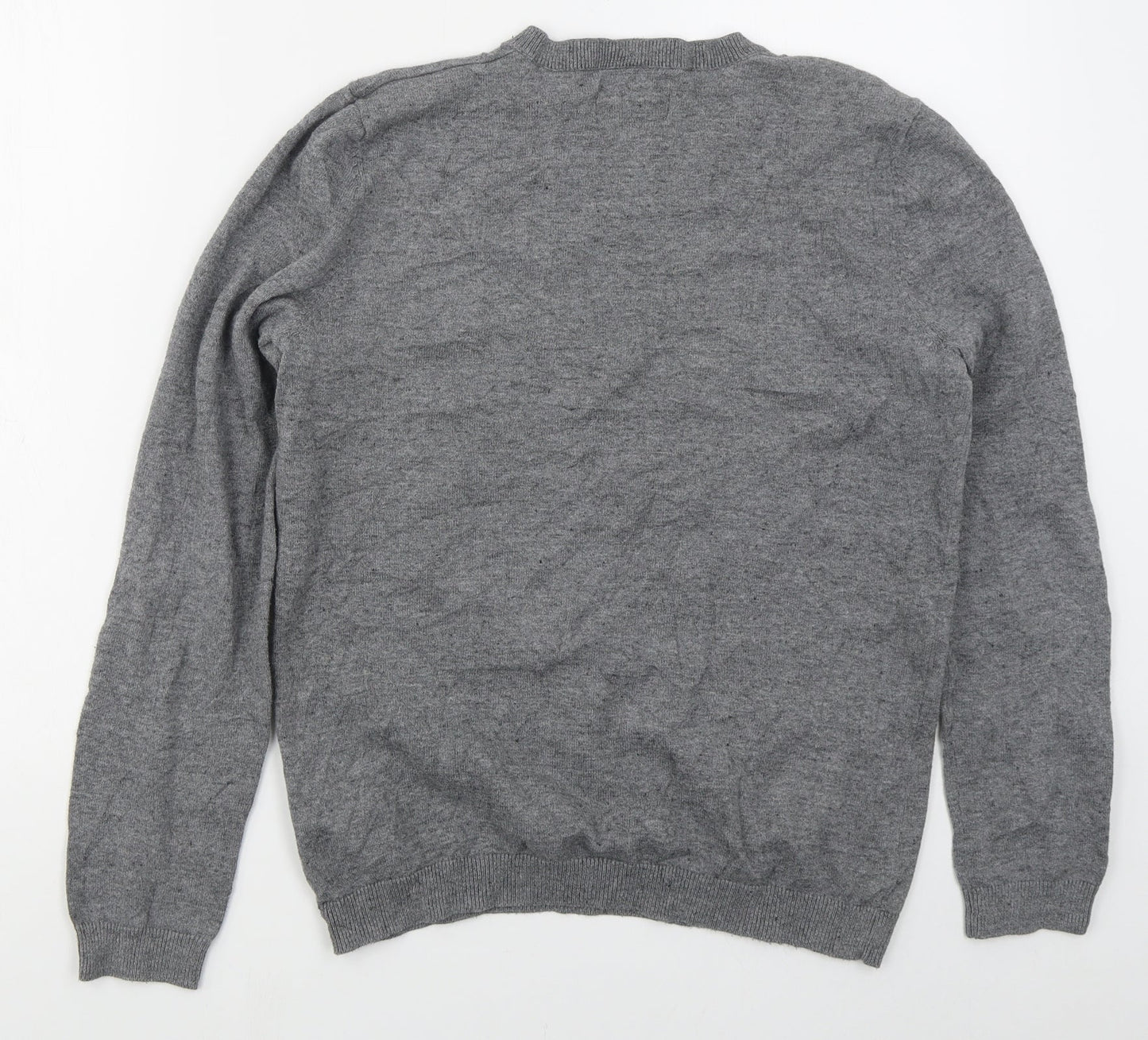 Topman Mens Grey V-Neck  Cotton Pullover Jumper Size S