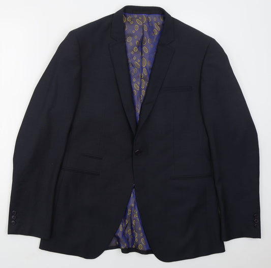 1860 Menswear Mens Blue  Polyester Jacket Suit Jacket Size 40