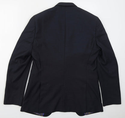 1860 Menswear Mens Blue  Polyester Jacket Suit Jacket Size 40